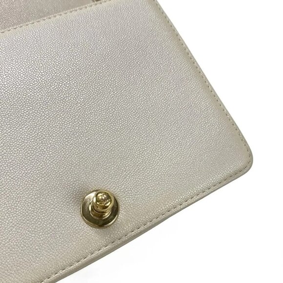 Auth CHANEL Boy Chanel AS3018 metallic white Calfskin Shoulder Bag Gold hardware - Picture 14 of 16
